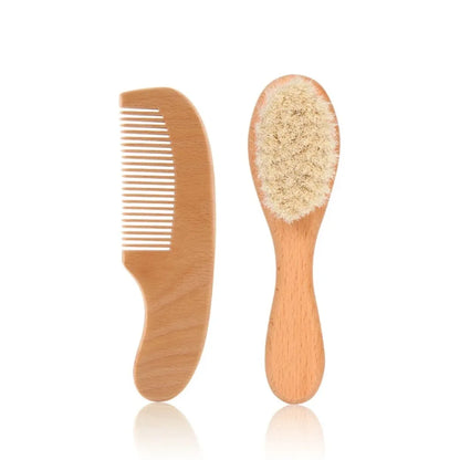 Baby Hair Brush & Comb Set – Natural Beechwood 2-Piece