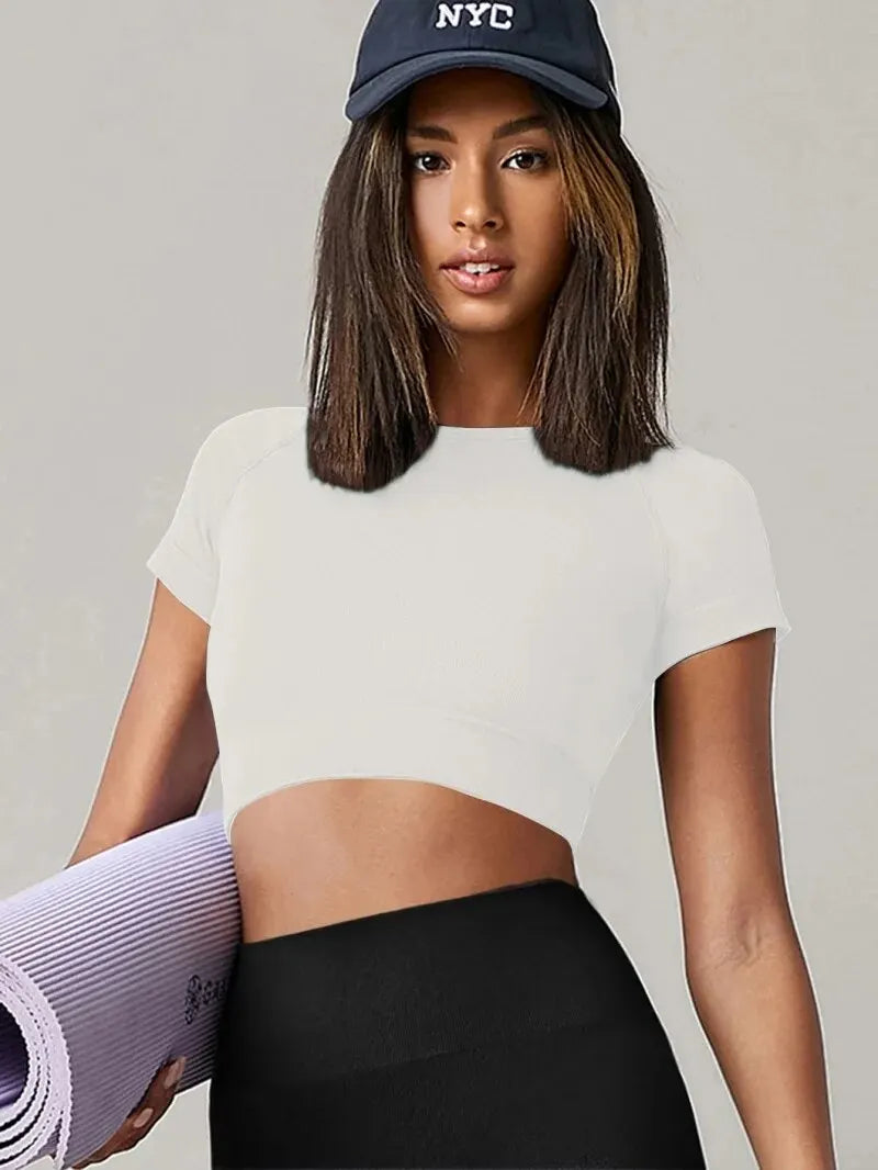 Women's Seamless Short Sleeve Yoga Top – Quick-Dry Activewear