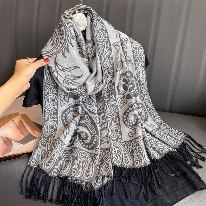 Paisley Print Cashmere Pashmina Shawl for Women – Warm Winter Wrap