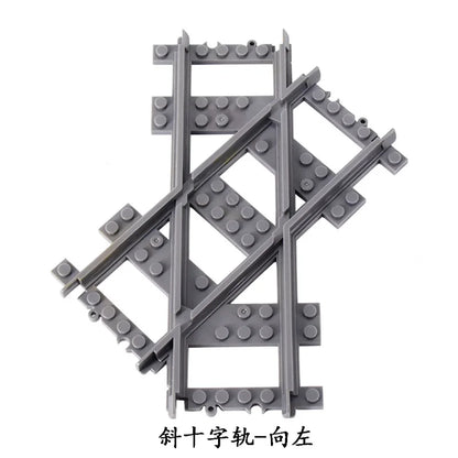 City Train Track Building Block Parts – Straight, Curved & Switch Rails