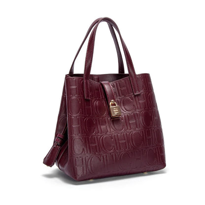 Large Capacity Women's Tote Bag with Monogram Embossed Design