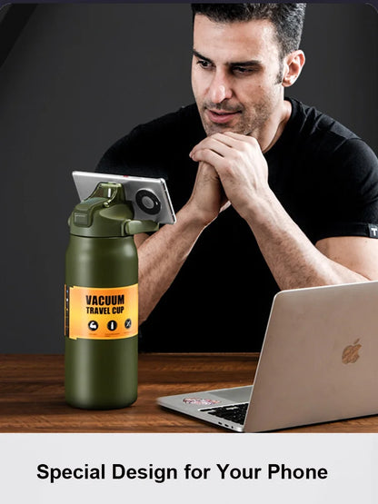 Stainless Steel Vacuum Insulated Water Bottle with Straw & Handle – 27–51oz