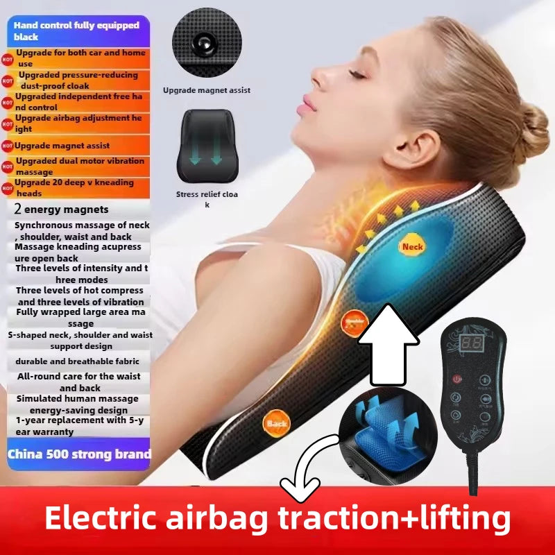 Electric Cervical Neck & Back Massager – Airbag Shiatsu with Heat