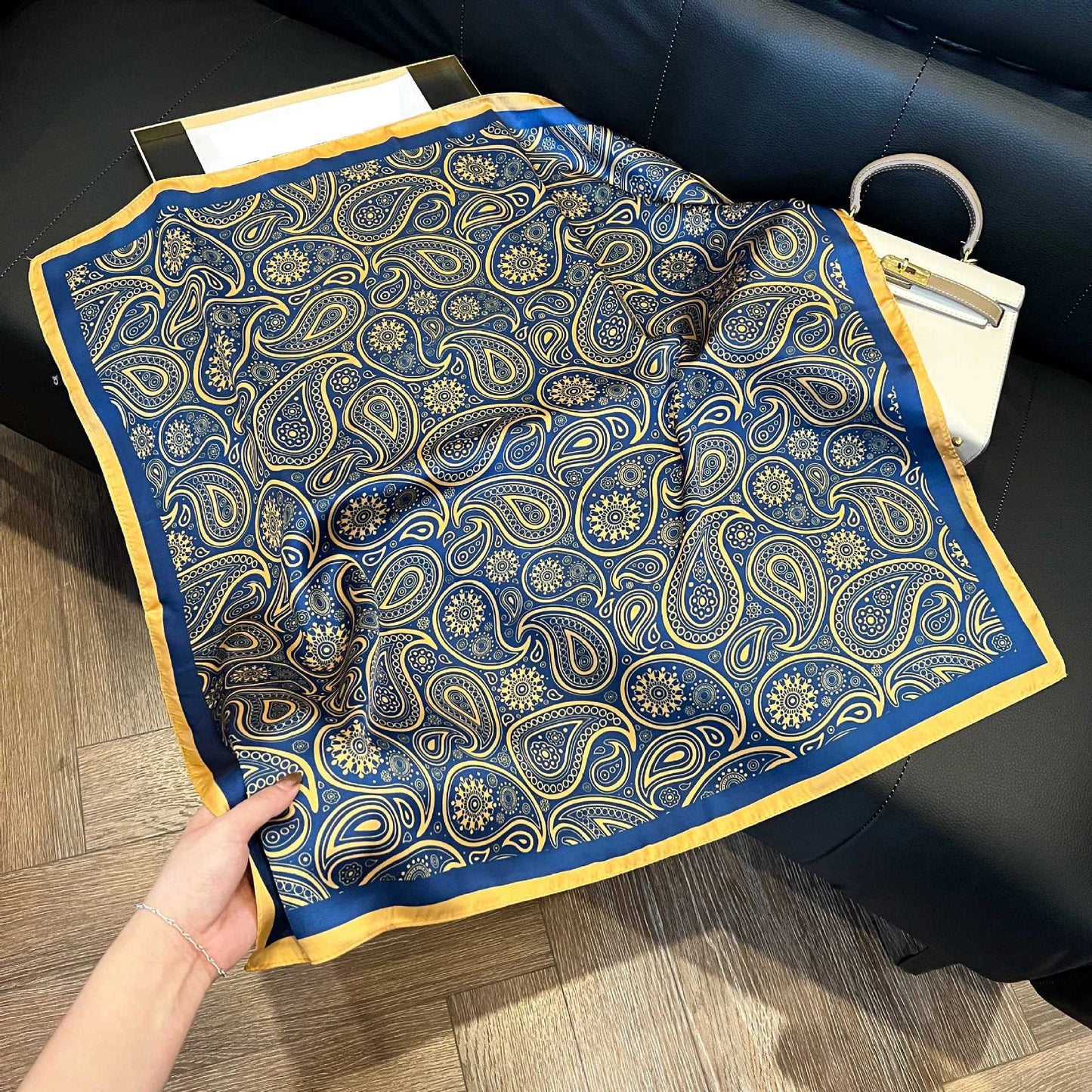 Faux Silk Square Scarf – Elegant Printed Shawl for Women