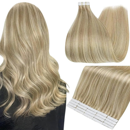 Tape-In Hair Extensions 100% Remy Human Hair Straight Seamless