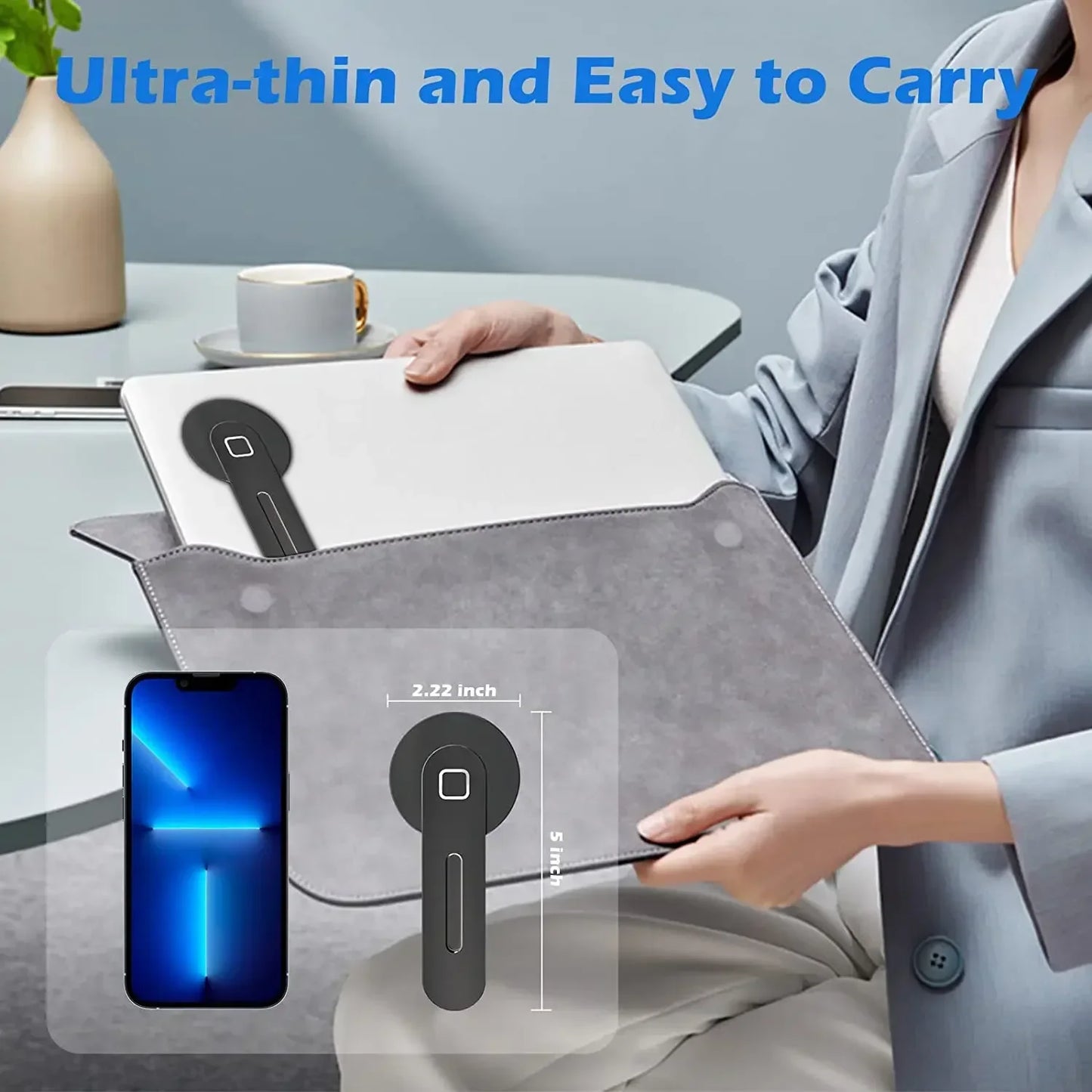Magnetic Laptop Phone Holder – Slim Foldable Side Mount for iPhone