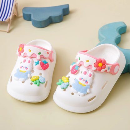 Cartoon Bunny Kids Clogs – Girls Soft Sole Garden Shoes