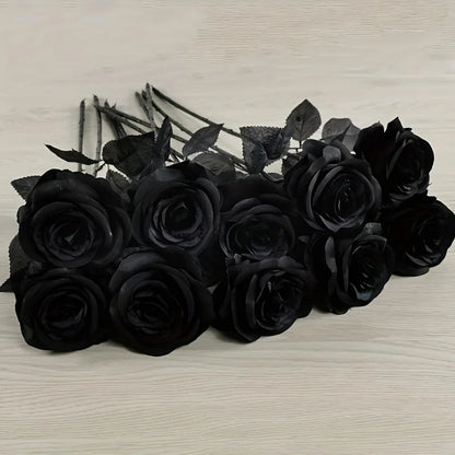 Artificial Black Roses with Long Stem – Fake Flowers for Home & Event Decor