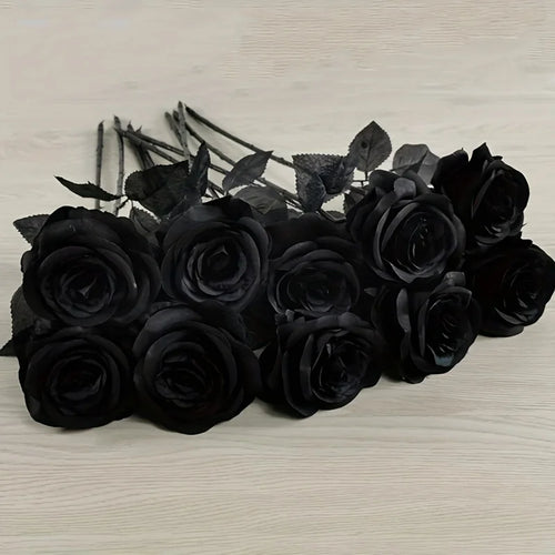Artificial Black Roses with Long Stem – Fake Flowers for Home & Event Decor
