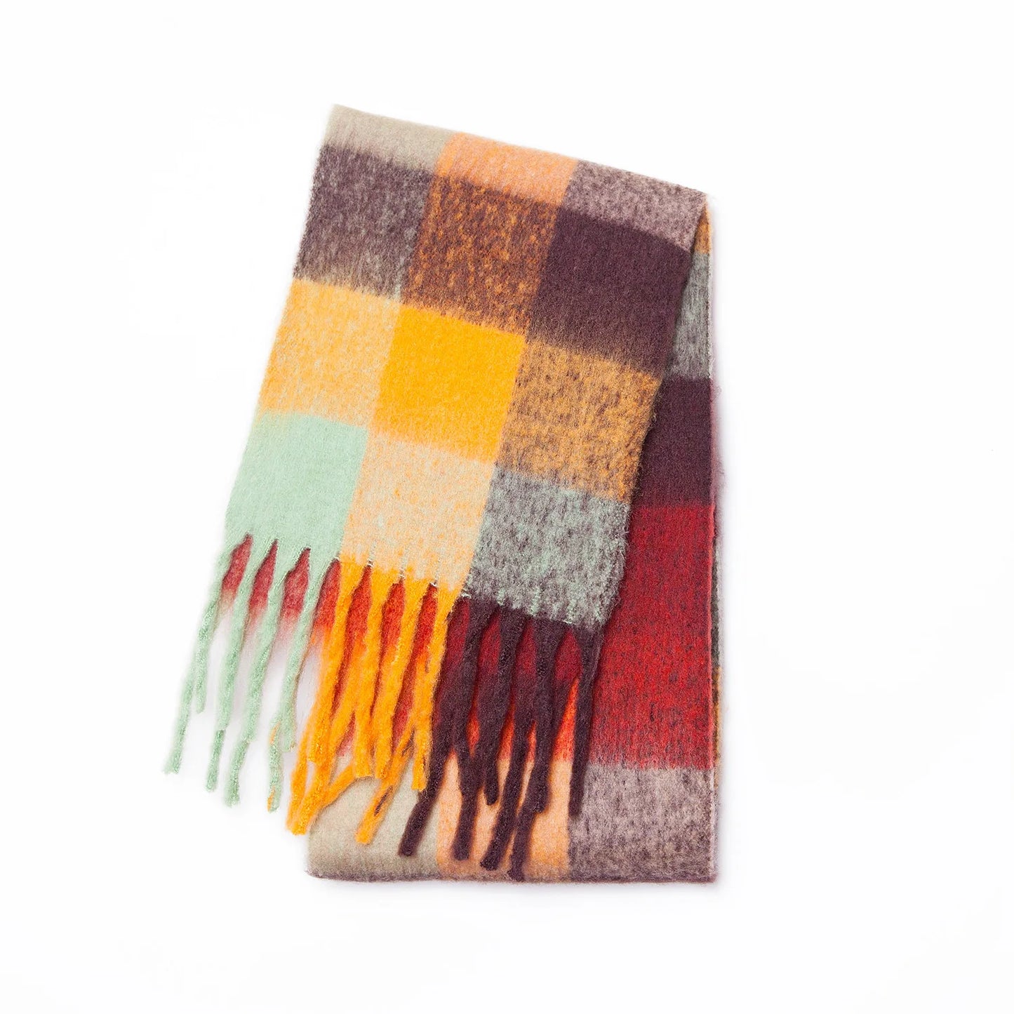 Women's Thick Winter Scarf – Colorblock Cashmere Shawl Wrap