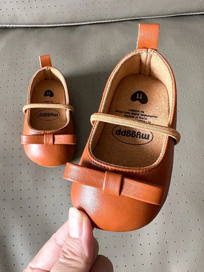 Baby Girls Leather Mary Jane Shoes – Anti-Slip Toddler First Walkers