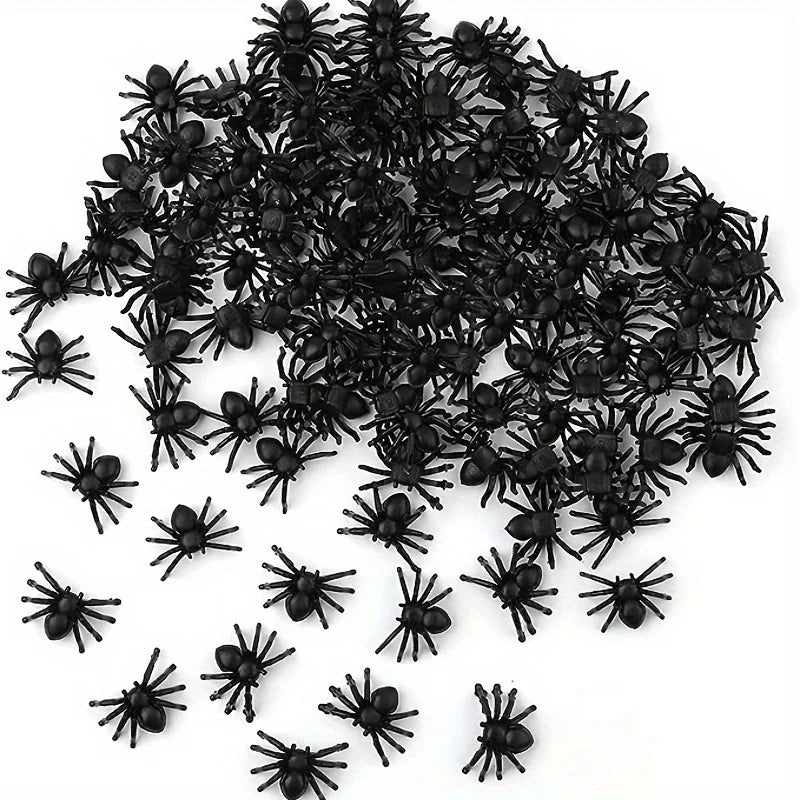 Plastic Mini Black Spiders Halloween Decoration (50/100pcs)