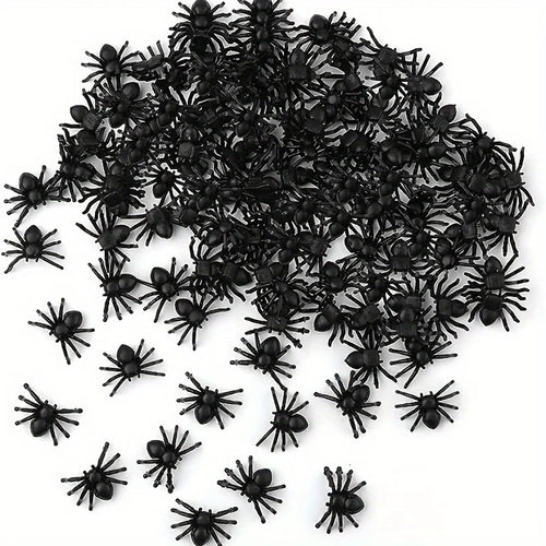 Plastic Mini Black Spiders Halloween Decoration (50/100pcs)