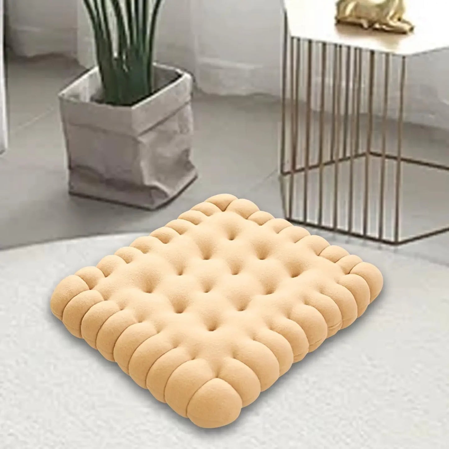 Biscuit Shape Seat Cushion – Cute Soft Thick Floor Pillow for Home & Balcony