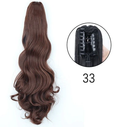 Claw Clip Ponytail Hair Extension 24 Inch Wavy Synthetic Heat Resistant
