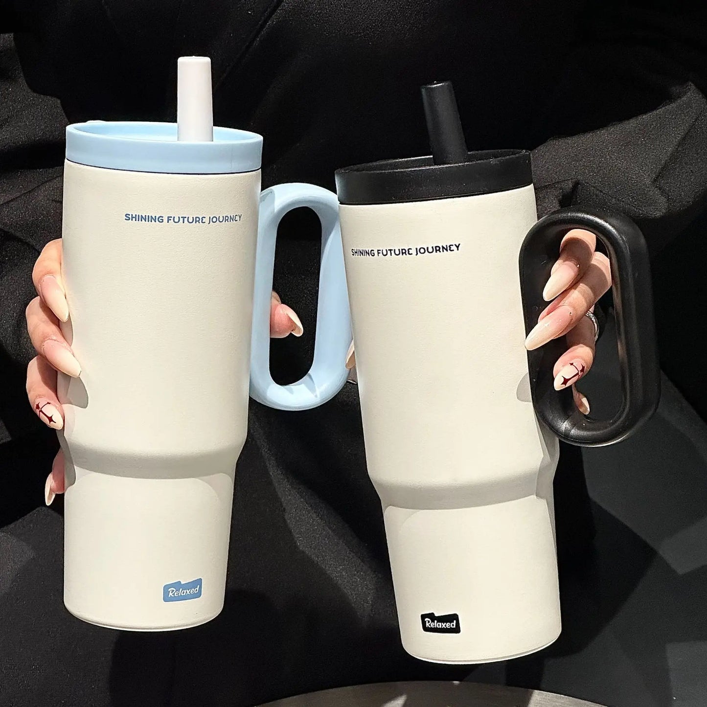 Vacuum Insulated Travel Tumbler with Straw & Handle 25.4oz