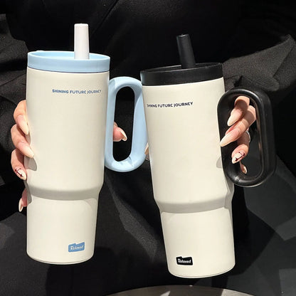 Vacuum Insulated Travel Tumbler with Straw & Handle 25.4oz