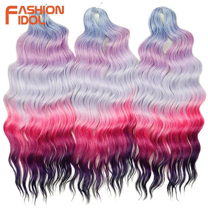Deep Wave Braiding Hair Extensions 24 Inch – Synthetic Water Wave Crochet Hair