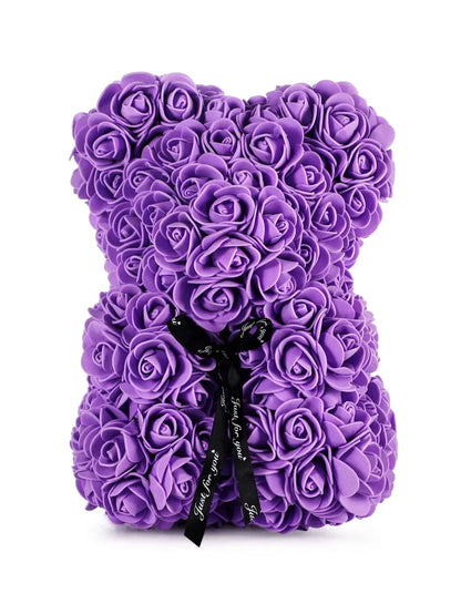 Rose Teddy Bear Gift – Artificial Flower Bear with LED Lights