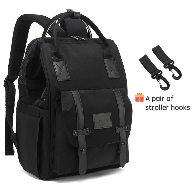 Diaper Bag Backpack with Stroller Hooks – Waterproof Maternity Travel Bag