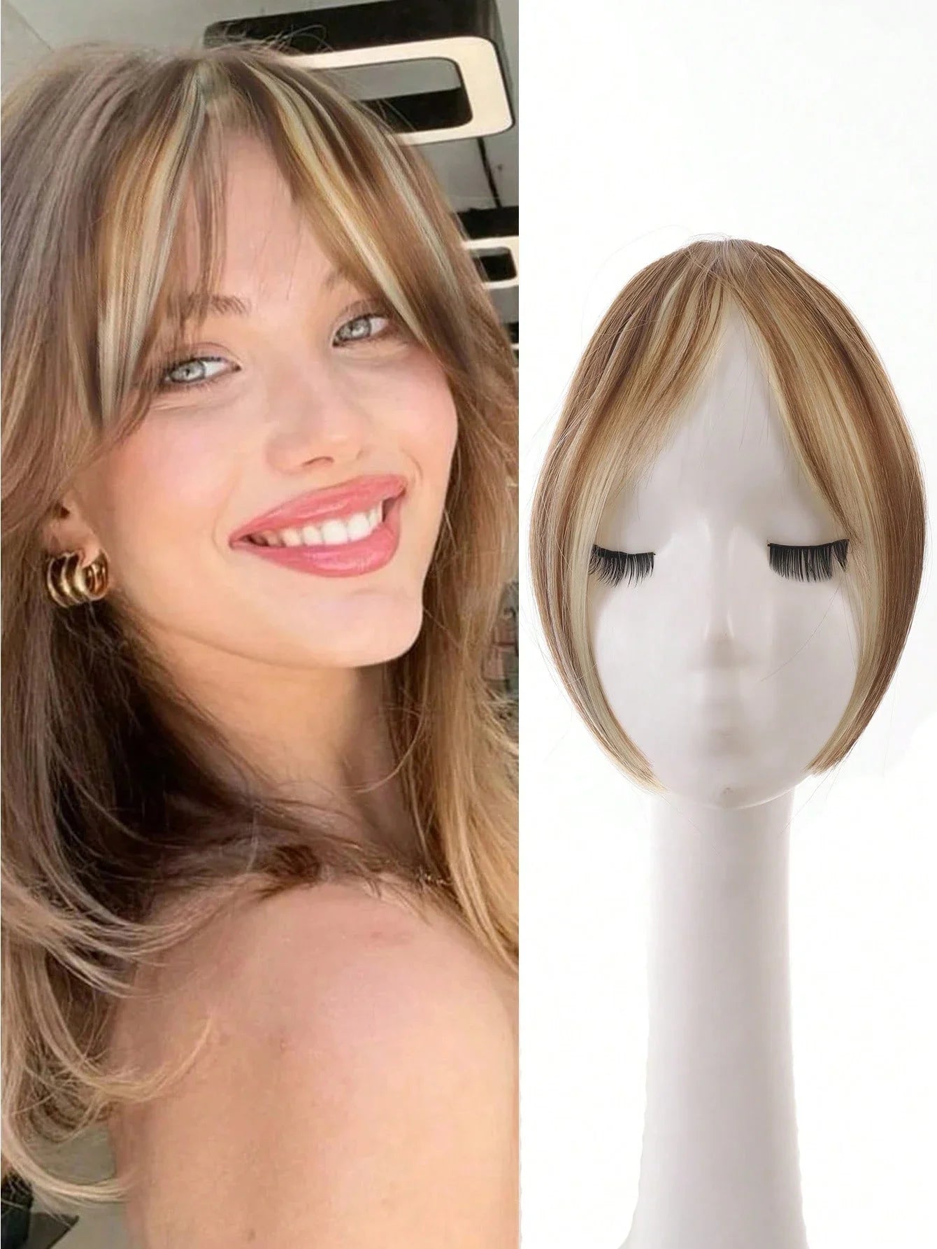Clip-In Bangs Hair Extension Middle Part Natural Seamless Synthetic