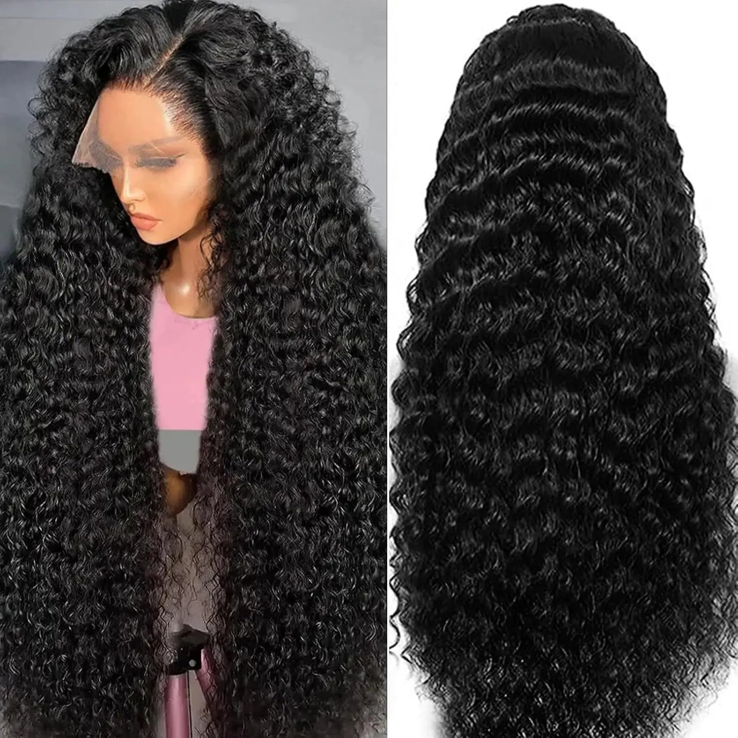 13x6 Deep Wave Human Hair Lace Front Wig – Extra Long 16–42"