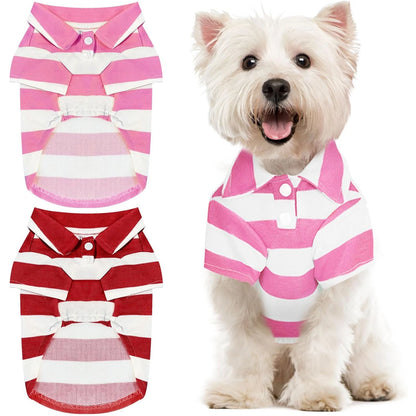 Striped Dog Polo Shirt for Small Dogs & Cats