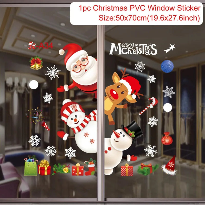 Christmas PVC Window Stickers – Festive Wall Decals for Home Decor