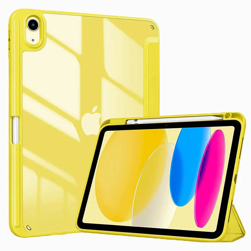 iPad Clear Back Case with Pencil Holder & Stand