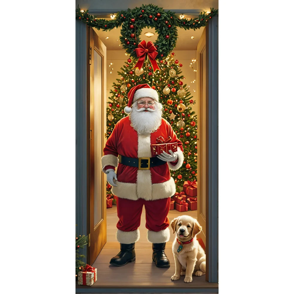Christmas Door Cover – Santa Claus Holiday Decoration 35x73in
