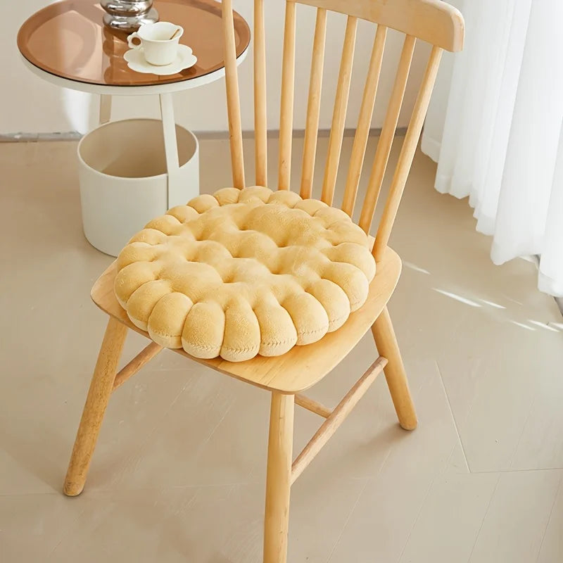 Biscuit Plush Chair Seat Cushion – Soft Tufted Seat Pad