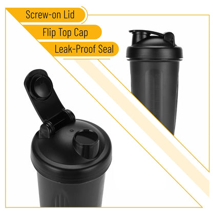 600ML Protein Shaker Bottle with Wire Whisk Ball