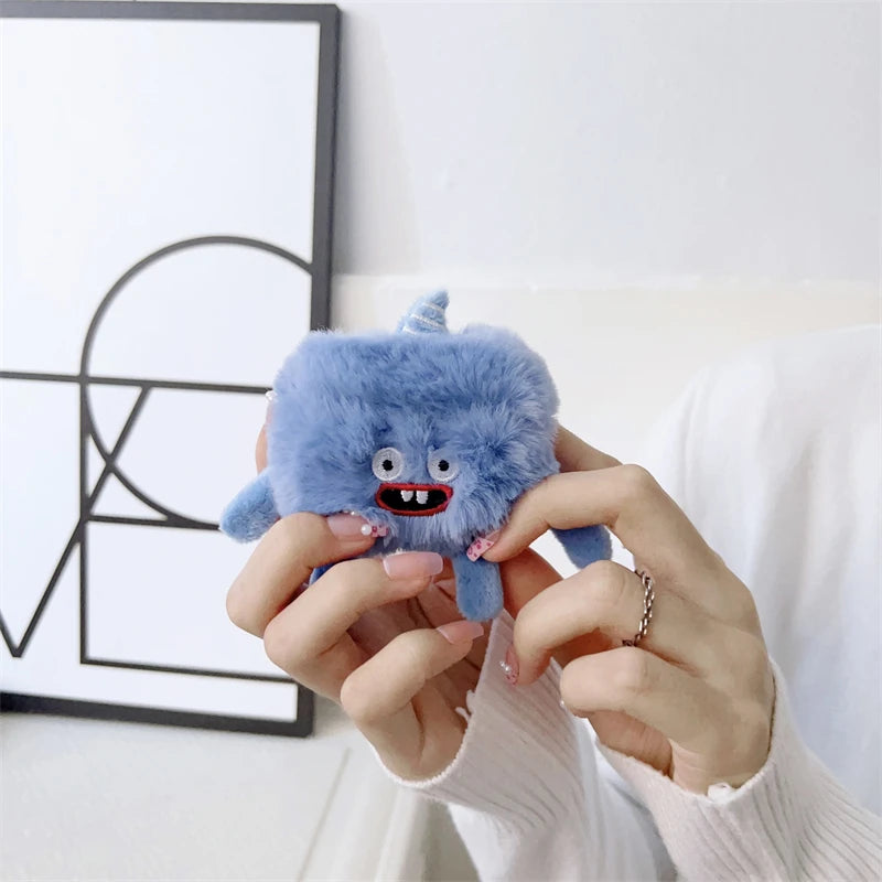 Cute Plush Monster AirPods Case – Fluffy Cartoon Cover