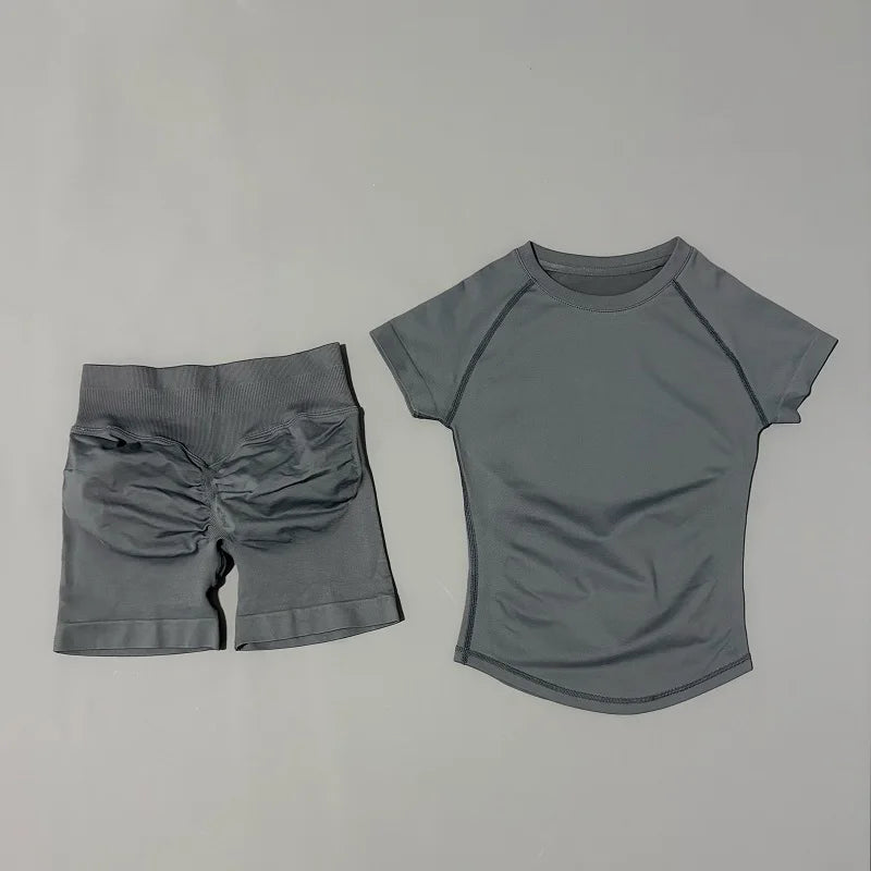 Seamless Workout Set Women 2 Piece – Top & Biker Shorts