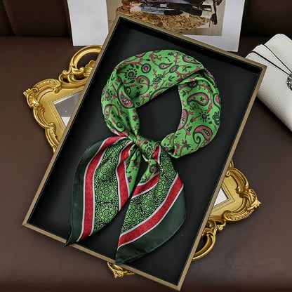Silk Feel Square Scarf for Women – Satin Hair Wrap & Foulard Shawl