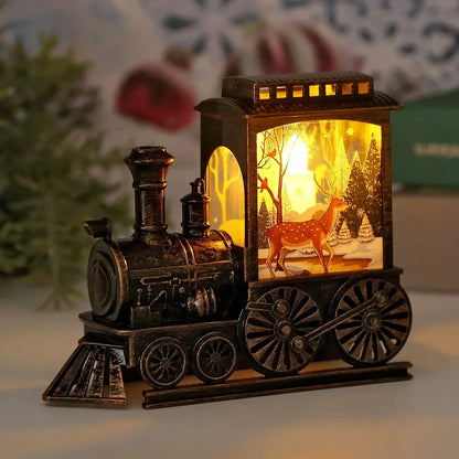 LED Christmas Train Lantern – Vintage Battery-Powered Night Light