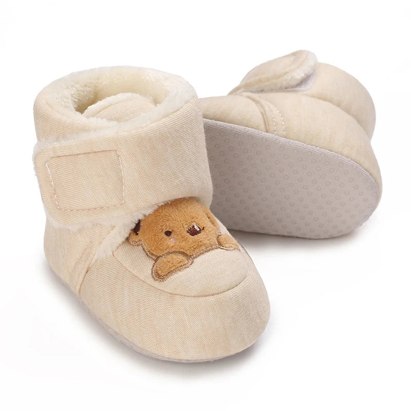 Baby Bear Booties – Soft Cotton First Walker Shoes 0-18 Months