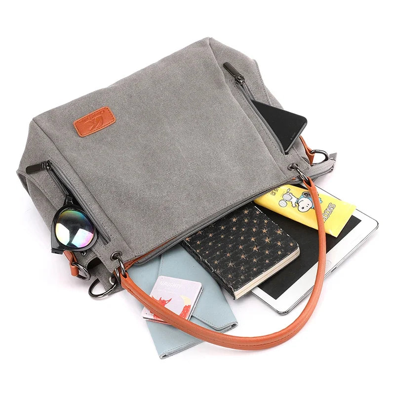 Canvas Shoulder Bag Women Large Capacity Crossbody Handbag