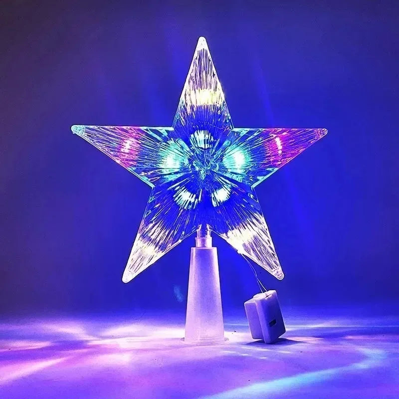 LED Moon & Star Christmas Tree Topper Light – Warm White Glow