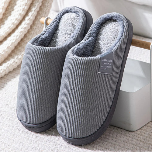 Plush Indoor Slippers for Women & Men – Anti-Slip Warm House Shoes