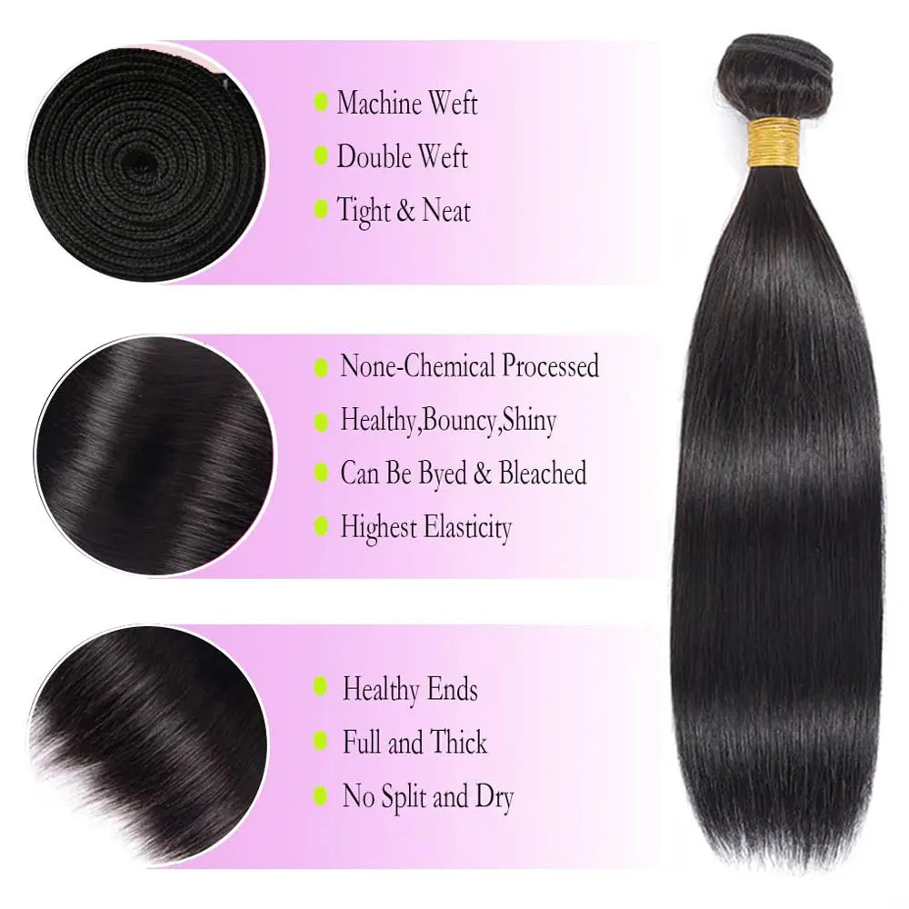 Brazilian Straight Human Hair Bundles – Remy Virgin