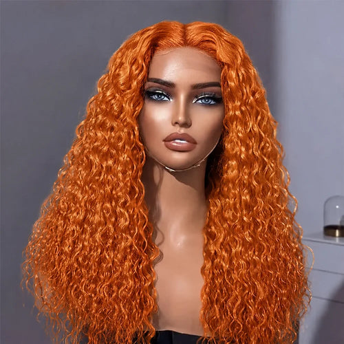 Ginger Orange HD Lace Front Wig – Deep Curly Human Hair