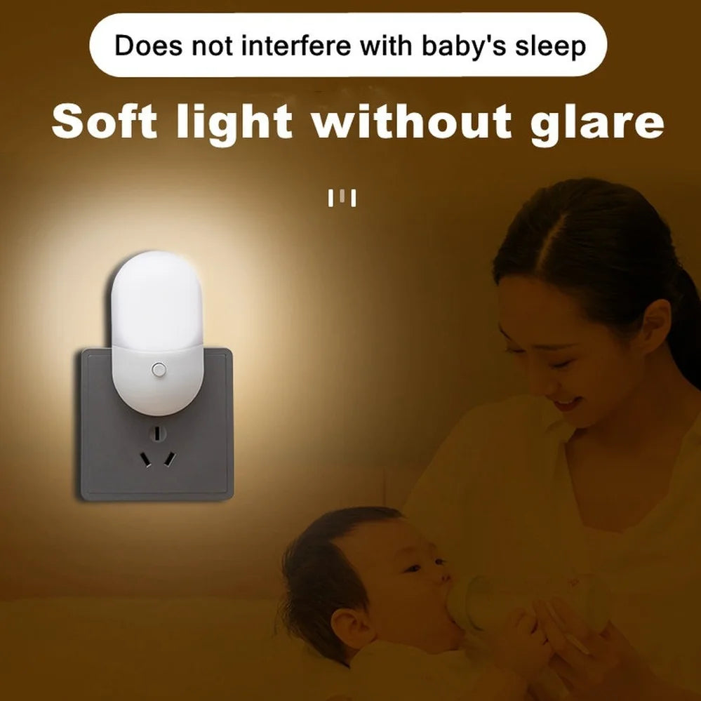 LED Plug-In Night Light – Bedside Lamp for Bedroom, Kids & Hallway