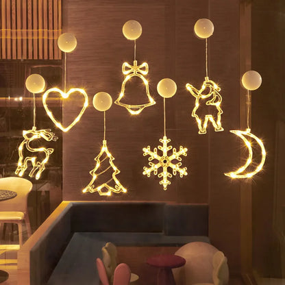 Christmas LED Window Hanging Light Ornaments Battery Operated