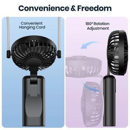 Portable Mini Fan 3-in-1 USB Rechargeable – Handheld, Neck & Desktop Stand Fan