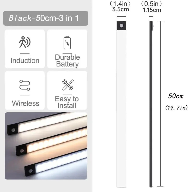 Motion Sensor LED Under Cabinet Light – USB Rechargeable Bar