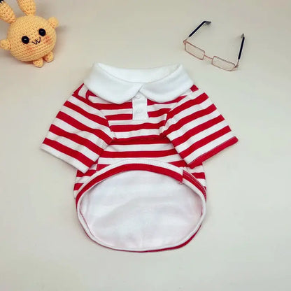 Striped Dog Polo Shirt – Summer Pet Top for Small Dogs