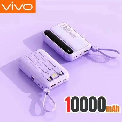 Portable Power Bank with Built-in Cables – Fast Charging 10000–50000mAh