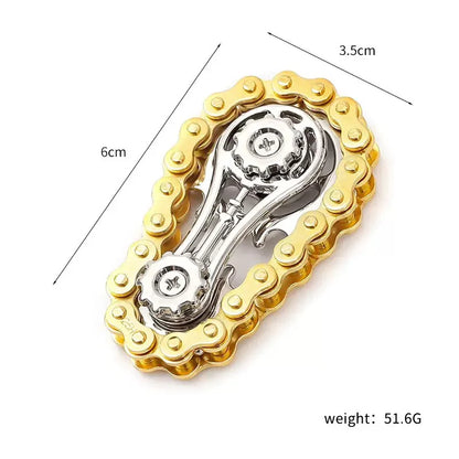 Metal Fidget Spinner – Gear & Chain Stress Relief Desk Toy for Adults