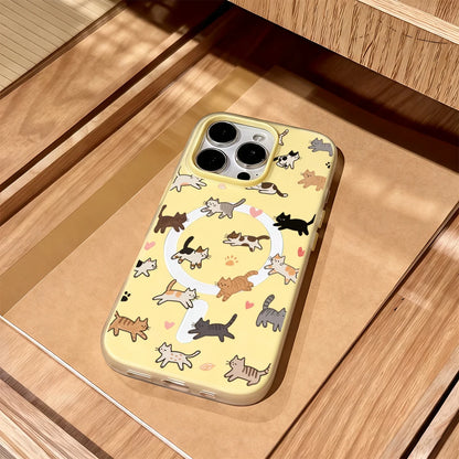 Whimsical Cat Parade Candy Color 2 IN 1 Magsafe iPhone Case